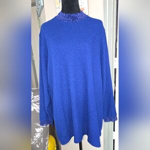 243 LOGO by Lori Goldstein Deep Blue Cowl Neck Sweater (M)